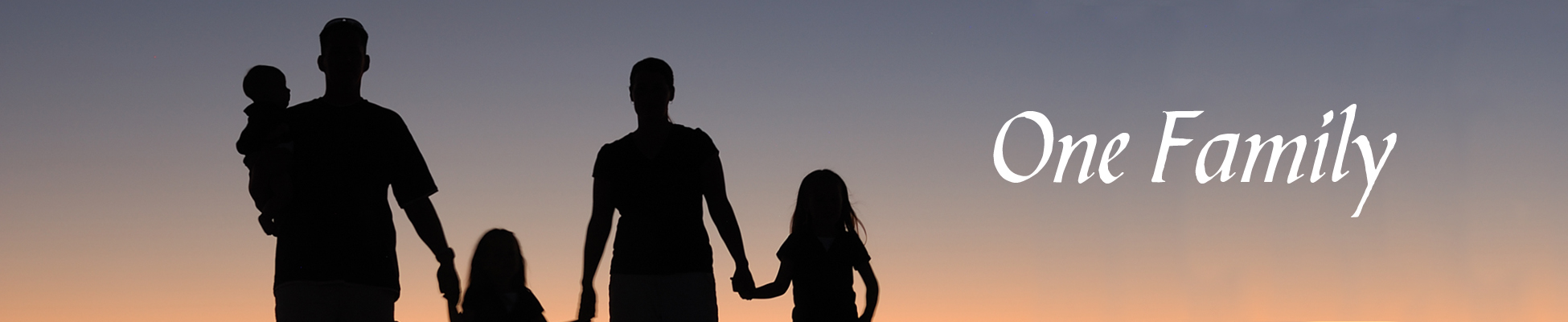 Members of a family in silhouette
